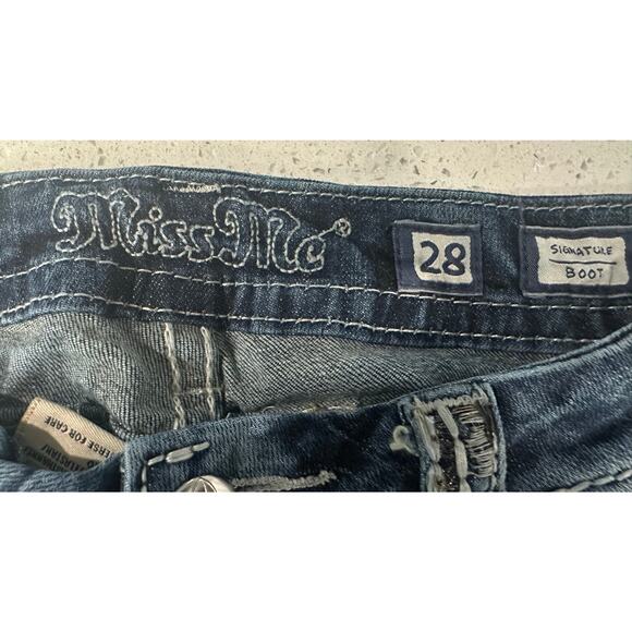 MISS ME Jeans Womens Size 28 Signature Boot Cut Blue Denim Mid Rise Pants - Picture 4 of 4